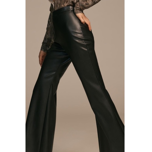Anthropologie Hutch Faux Leather Pants New Black Flare Size 8 Medium Anthro NWT - Picture 7 of 10